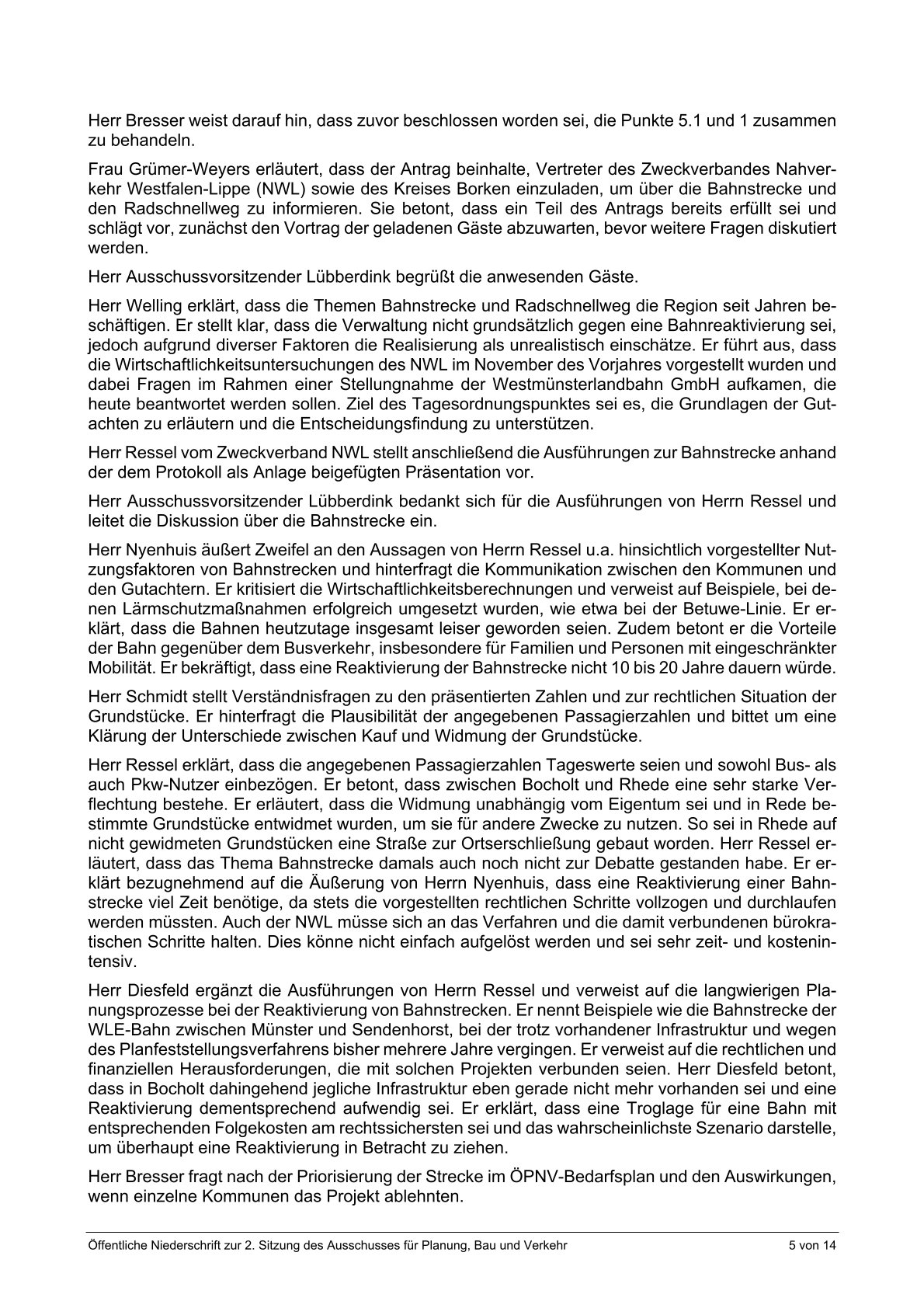 Ausz&uuml;ge aus dem &ouml;ffentlichen Protokoll zur Ausschusssitzung v. 28.01.2026, die nur den Tagesordnungspunkt "Bahn" bzw. Antrag von B&uuml;ndnis90/Gr&uuml;ne ber&uuml;cksichtigen. Seite 5 v 9