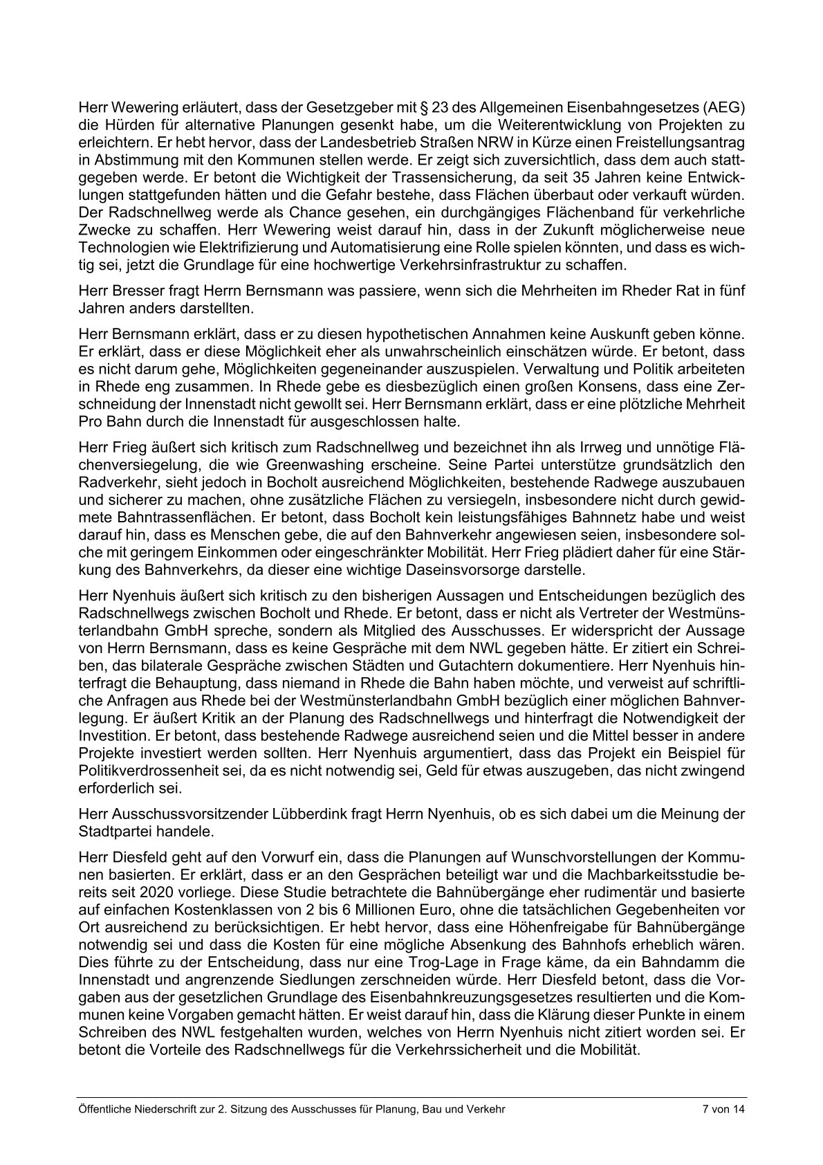 Ausz&uuml;ge aus dem &ouml;ffentlichen Protokoll zur Ausschusssitzung v. 28.01.2026, die nur den Tagesordnungspunkt "Bahn" bzw. Antrag von B&uuml;ndnis90/Gr&uuml;ne ber&uuml;cksichtigen. Seite 7 v 9