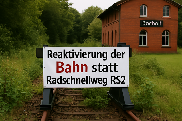 Bocholt darf keine Endhaltestelle bleiben - Reaktivierung sofort! Fragen und Kritik: zweifelhafte Ergebnisse der überarbeiteten Machbarkeitsstudie 2024. Hinweis: Quelle: KI-generieters Bild! Bocholt darf keine Endhaltestelle bleiben - Reaktivierung sofort! Fragen und Kritik: zweifelhafte Ergebnisse der überarbeiteten Machbarkeitsstudie 2024. Hinweis: Quelle: KI-generieters Bild!