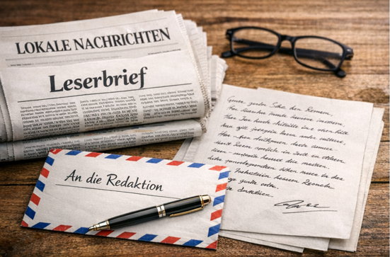 Leserbriefe, die das &ouml;rtliche BBV bewusst  und mit h&ouml;chst merkw&uuml;rdiger Begr&uuml;ndung nicht abdruckte. Quelle: Bild KI-generiert.