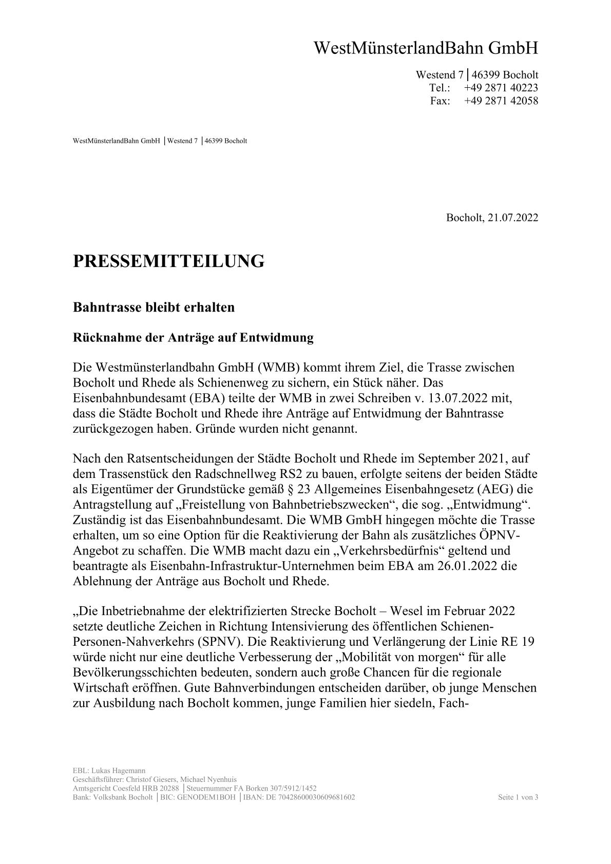 Pressemitteilung WMB v. 21.07.2022 Seite 1 v 3