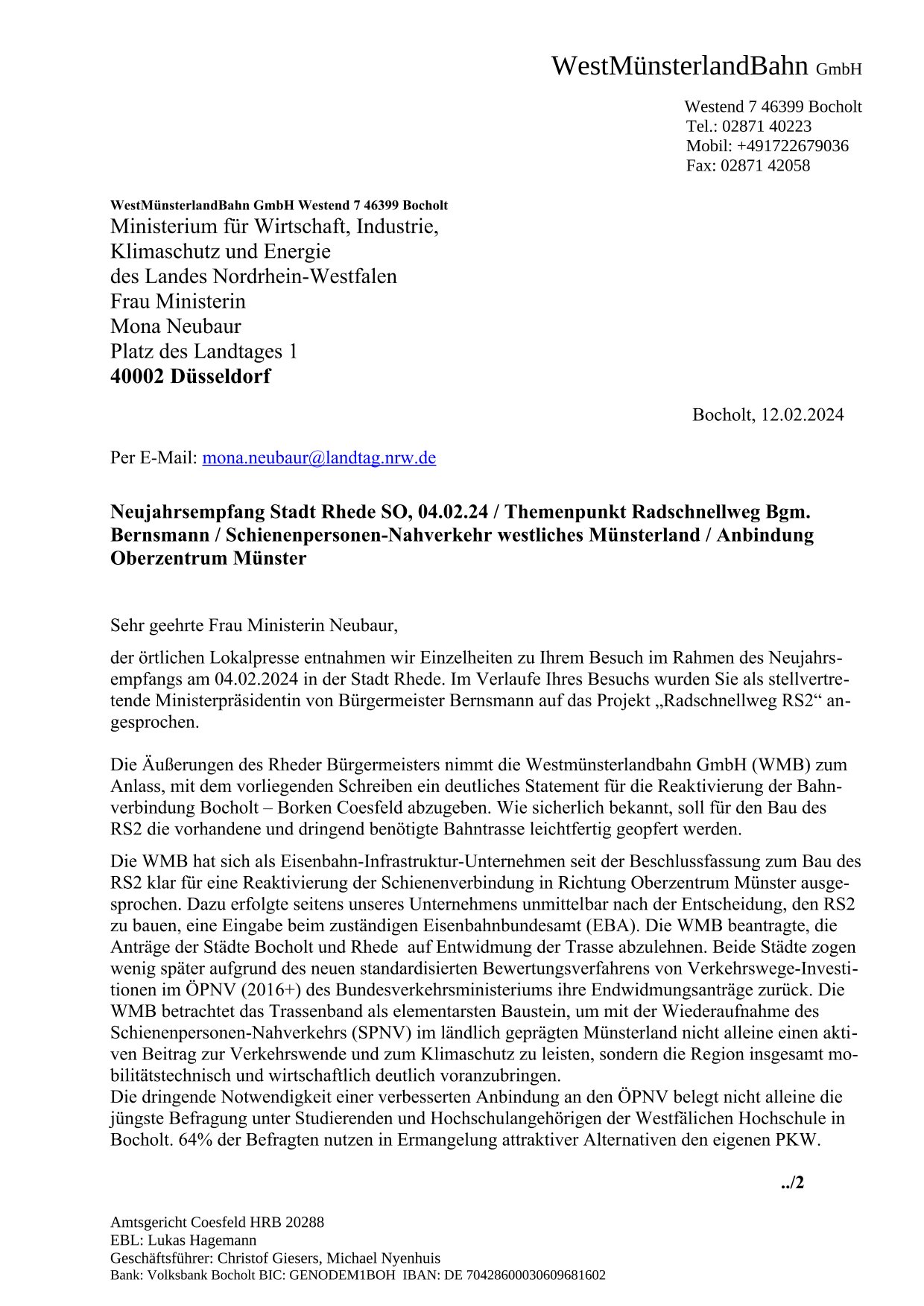 Statement an Ministerin Mona Neubaur 1/3